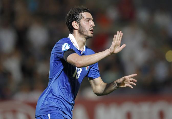Riccardo Saponara, autore del primo gol dell&#039;Italia Under 21 nel 4-0 a Israele. LaPresse