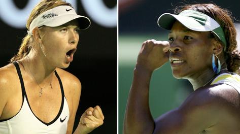 Maria Sharapova contro  Serena Williams. Afp