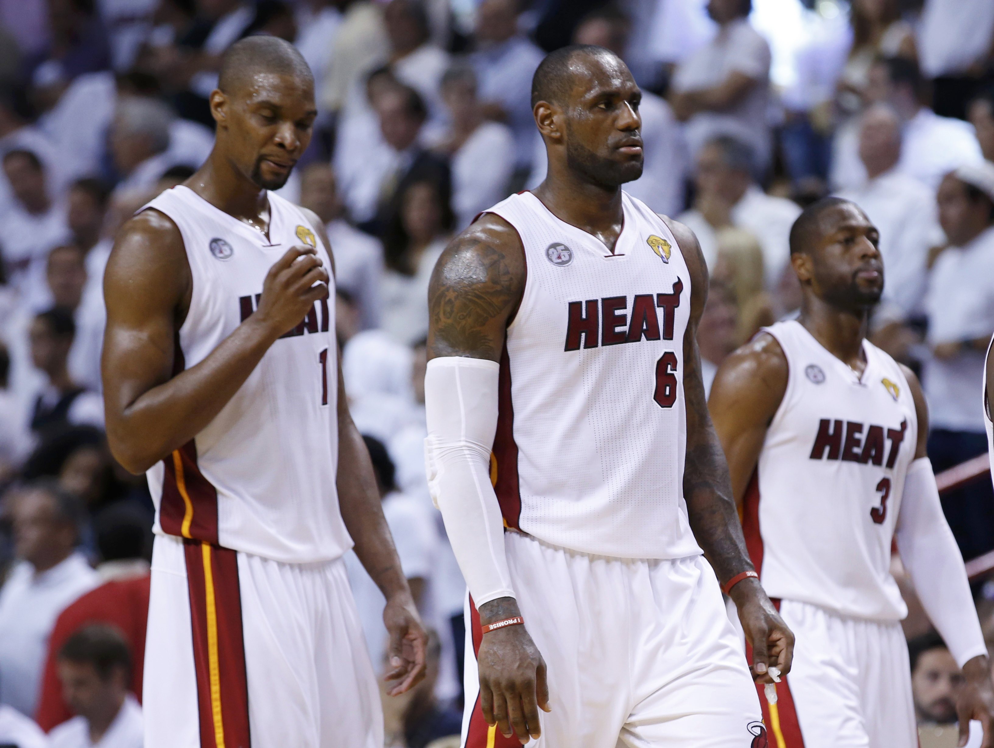 Chris Bosh, LeBron James e Dwyane Wade, i Big Three di Miami. Reuters