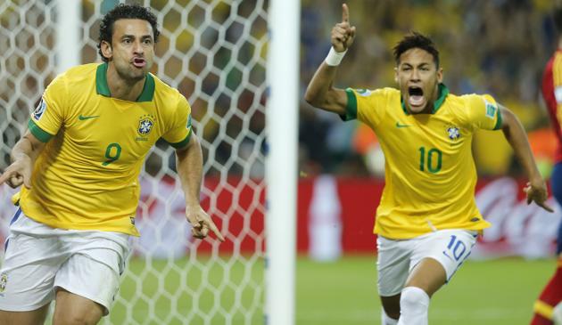 Fred e Neymar, grandi protagonisti contro la Spagna. LaPresse