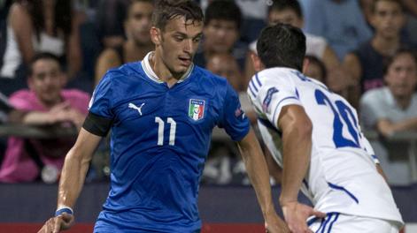 Manolo Gabbiadini con la maglia dell'Under 21. Afp