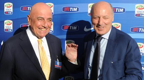 Gli amministratori delegati di Milan e Juventus, Adriano Galliani e Beppe Marotta. Ansa