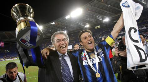 Il presidente e il totem Javier Zanetti. Ansa