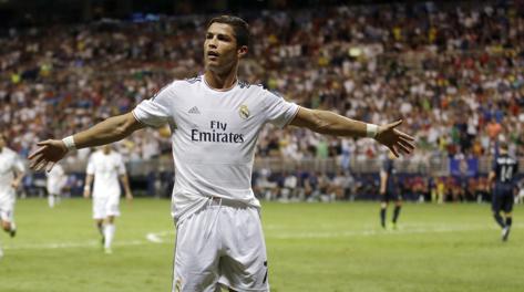 Cristiano Ronaldo dopo il gol del 2-0. Ap
