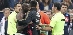 Balotelli espulso  dopo la fine di Milan-Napoli. LaPresse
