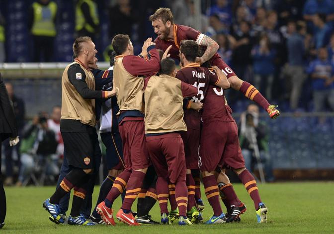 Sampdoria-Roma 0-2. A fine partita esplode la gioia giallorossa al Ferraris. Ansa