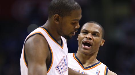 Kevin Durant e Russell Westbrook, stelle di Okc. Reuters