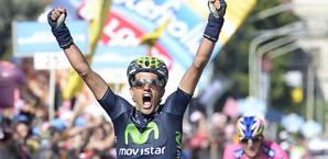 Beat Intxausti, 27 anni., si aggiudica la 4 tappa del Giro di Pechino. Nel 2013 ha anche vinto una tappa del Giro d'Italia. Bettini