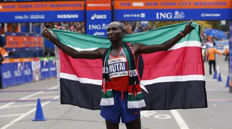 Il keniano Geoffrey Mutai, re di New York per la seconda edizione consecutiva. Reuters