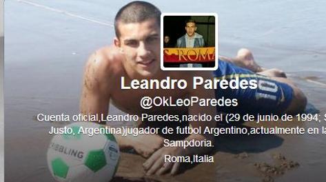 Il profilo Twitter di Leandro Paredes