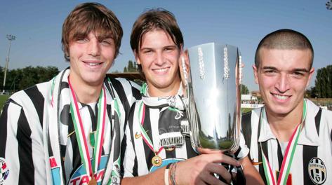 Raffaele Bianco ai tempi della Juventus Primavera, con De Ceglie e Maniero (Pescara). Lapresse