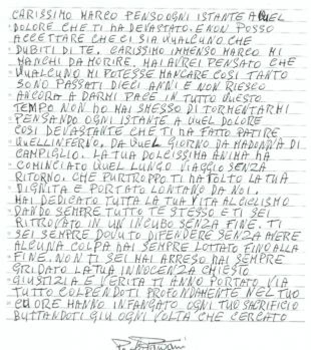 Papà Pantani: “Carissimo Marco, Con l'aiuto di Dio riavrai la ...