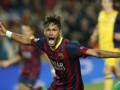 L'urlo liberatorio di Neymar, 22 anni, subito dopo aver firmato l'1-1. Ap