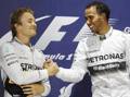Rosberg e Hamilton sul podio del Bahrain. Reuters