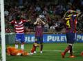 Leo Messi si dispera a Granada. Reuters