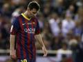 Leo Messi a testa bassa dopo la sconfitta in finale di Coppa del Re. Afp