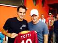 Francesco Totti al Foro Italico con Roger Federer