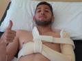 Luca Crecco in ospedale dopo il colpo preso in Lazio-Torino.