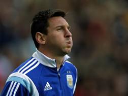 La tensione nel volto di Leo Messi, 26 anni. Afp