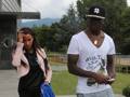 Mario Balotelli con Fanny Neguesha all'arrivo a Brescia. Ansa