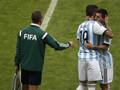 Cambio Messi-Alvarez durante Nigeria-Argentina. Afp