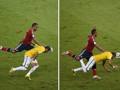 La ginocchiata di Zuniga su Neymar in Brasile-Colombia. Reuters