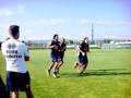 I giocatori del Parma impegnati nell'allenamento mattutino a Collecchio