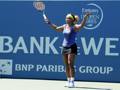 Serena Williams durante la semifinale di Stanford contro la tedesca Petkovic. Afp