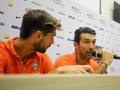 Buffon con Llorente in conferenza stampa. Reuters