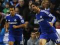 L'esultanza di Diego Costa dopo il primo gol ufficiale con la maglia del Chelsea. Action Images