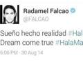 Il tweet di Falcao, subito dopo cancellato