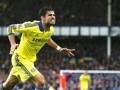 Diego Costa, trascinatore del Chelsea nella vittoria con l'Everton. Afp