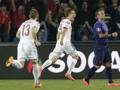 Il ceco Dockal festeggia il gol dell'1-0 nella sfida contro l'Olanda. Ap