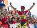 Esausto ma felice, Contador esulta all’arrivo di Puerto de Ancares: la Vuelta  a un passo. Afp