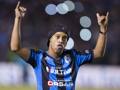 Ronaldinho, 34 anni, durante la presentazione ai tifosi del Queretaro prima della gara contro il Puebla. AFP