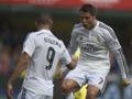 Cristiano Ronaldo esulta con Karim Benzema dopo il 2-0. Afp