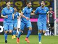 Andreolli, D'Ambrosio e Ranocchia festeggiano il gol dell'1-0. LaPresse