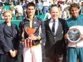 Djokovic e Nadal premiati dal Principe Alberto e la principessa Charlene un anno fa. Afp
