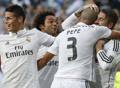 I Blancos festeggiano il gol di Pepe. EFE