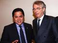 Il presidente dell'Inter Erick Thohir e il suo predecessore Massimo Moratti. Ansa