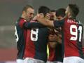 I giocatori del Genoa festeggiano la vittoria a Cesena. Ansa 