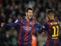 Messi festeggiato da Neymar al Camp Nou. Ap