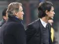 Roberto Mancini e Filippo Inzaghi, allenatori di Inter e Milan. Ansa