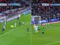 Il go di Messi e quello di Cristiano Ronaldo in parallelo: minuti e secondi sono gli stessi
