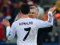 Cristiano Ronaldo e Carlo Ancelotti, coppia vincente al Real Madrid. Afp