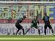 Il gol di testa di Nemanja Vidic in Inter-Genoa: i nerazzurri hanno colpito due volte da corner. Ansa