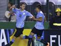 Il centrocampista dell'Uruguay Gaston Pereiro, 19 anni, esulta dopo il primo gol realizzato al Brasile. AI