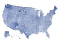 La mappa degli Usa: pi  blu scuro, pi sui social si parla di Super Bowl