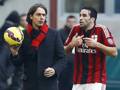 Il tecnico del Milan Pippo Inzaghi con Adil Rami, 29 anni. Reuters