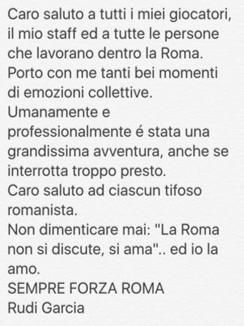 Lettera di addio ai compagni di squadra